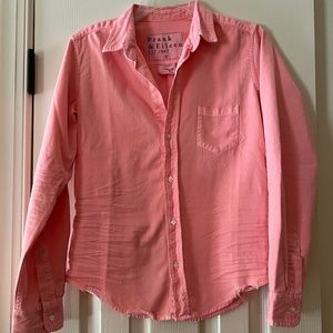 Frank & Eileen Barry Distressed Denim Shirt NWT Size Small Watermelon